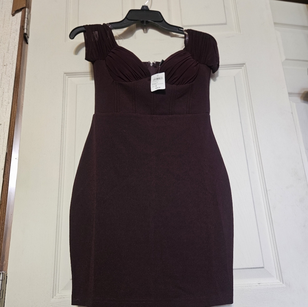 WINDSOR MINI BODYCON DRESS: BROWN: NEW WITH TAGS: SIZE SMALL
